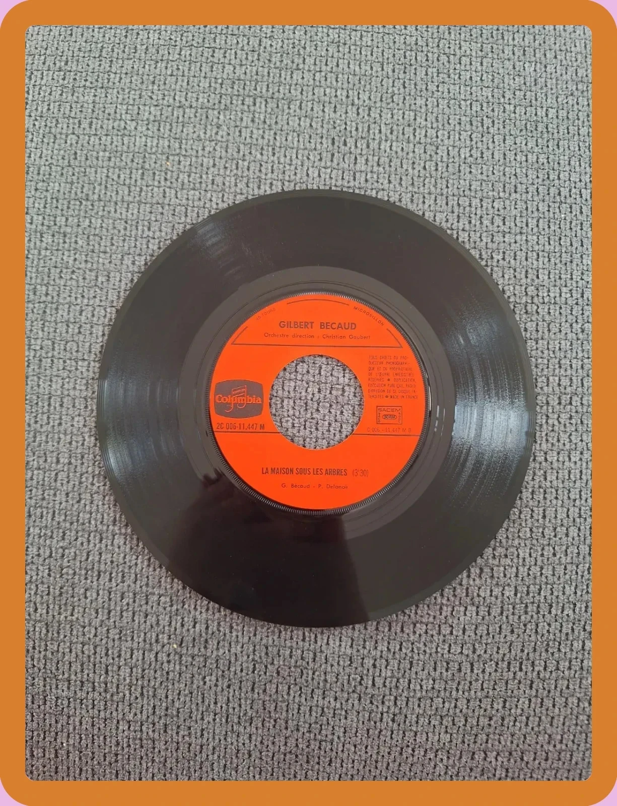 Disco de vinilo de 45 RPM de Gilbert Bécaud – photo 4